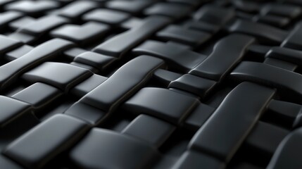 Abstract 3D woven black fabric texture