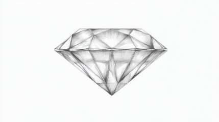 Pencil drawing of a faceted, brilliant-cut diamond on a white background
