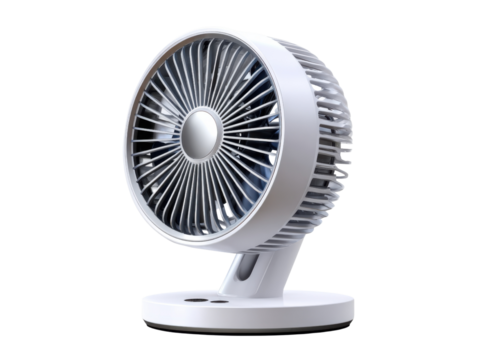 Cool Breeze: A minimalist and modern white fan, designed to bring a breath of fresh air into any setting, offering both sleek aesthetics and functional cooling.