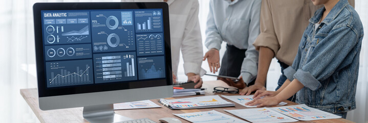 Business data dashboard provide business intelligence analytic for marketing strategy planning brisk with big data set to analyze customer demands and foreseeing business future