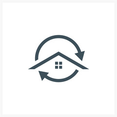 Real estate house renovation and recycling logo design