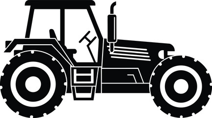 Farm Machinery Silhouette Iconic Tractor Design for Agriculture and Rural Lifestyles, Transportation and Heavy Equipment