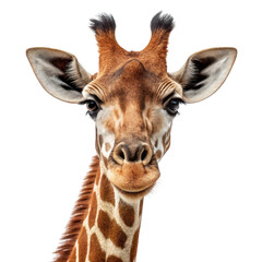 Obraz premium Giraffe face isolated on transparent background