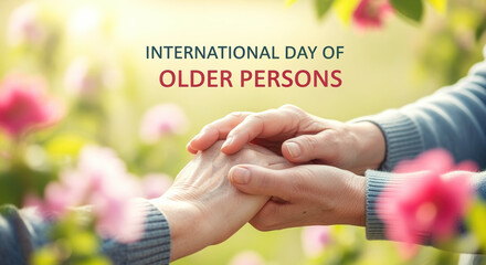 International day of older persons celebration with caring hands in nature