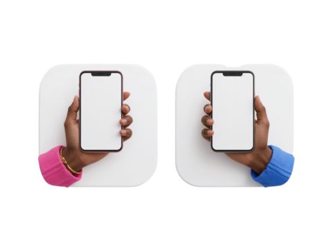 Diverse perspectives showcasing digital innovation with smartphone mockups and hands