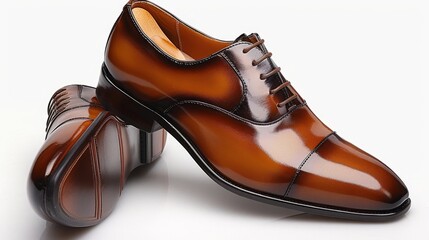 Polished brown leather dress shoes for men  stylish footwear for formal occasions