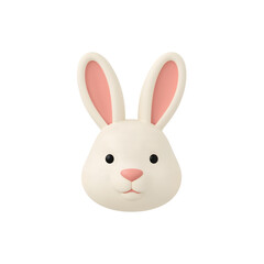 Obraz premium Minimalist white rabbit head with pink accents on a clean isolated transparent layout