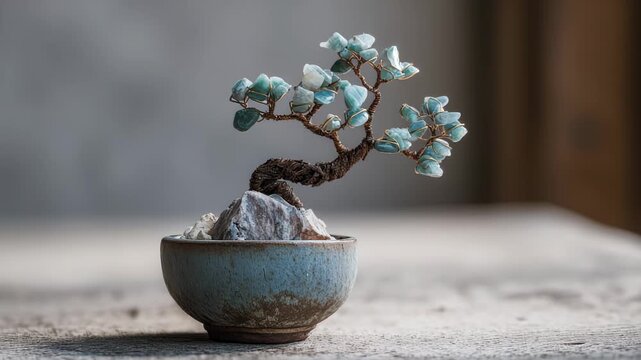 Discover the fascinating process of creating a unique gemstone bonsai tree, beautifully adorned with natural stones and carefully twisted wire. Experience the zen of crafting artistry in each element.