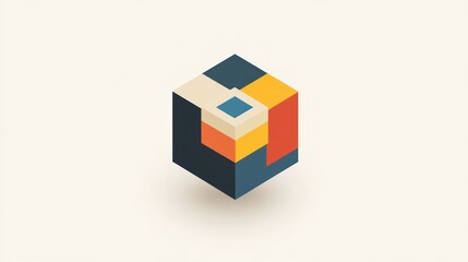 Fototapeta premium Abstract Geometric Cube, Minimalist Design, for Digital Background