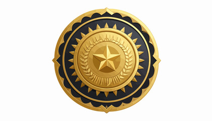 Obraz premium A golden emblem featuring a star and laurel wreath within a circular design.