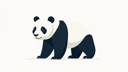 Naklejka premium Cartoon panda walking, flat design, white background. Use Children's book illustration