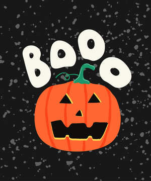 Halloween Pumpkin Boo Vector Illustration 