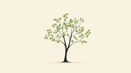 Obraz premium Simple stylized illustration of a tree with leaves, great for nature-themed backgrounds or illustrations