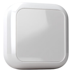 White Square Plastic Button with Smooth Finish and Slightly Rounded Edges for Design Use