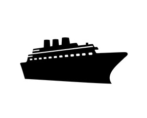 Obraz premium Silhouette of a large cruise ship symbolizing travel, leisure and vacation