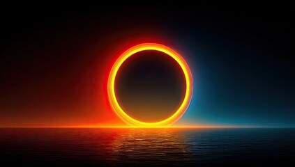 Fiery ring over tranquil water