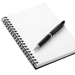 Blank Spiral Notebook with Black Pen, Office Supplies, Stationery Mockup, Writing, Note Taking, Education, Business Concept, Top View,