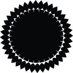 Vector art of black circular pattern with multiple layers of petals