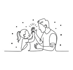 Continuous Line Father and Child Playing Together – Joyful Minimalist Line Art of Family Connection