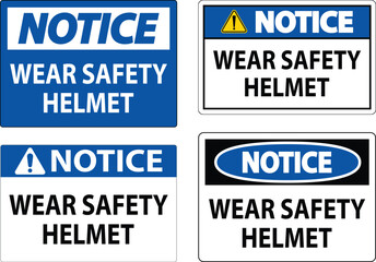 Variety of Safety Signs Emphasizing Helmet Usage for Workplace Safety