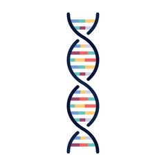 Obraz na płótnie Canvas Vertical colorful DNA helix icon symbolizing genetics, science, biology, healthcare, and biotechnology concepts.