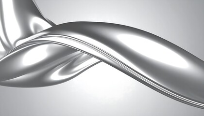 Abstract silver ribbon flowing design