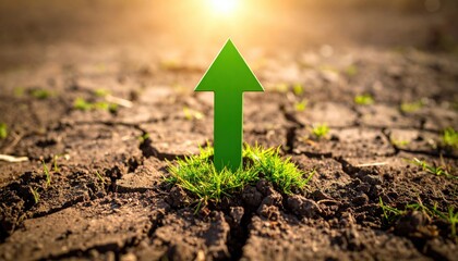 green arrow upward trend brings hope for future growth, a positive change for nature recovery and new success.