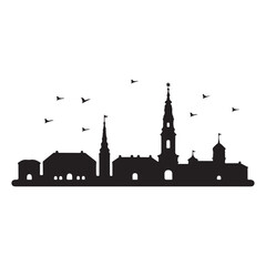 Copenhagen Skyline Silhouette | Black Vector Cityscape on White Background