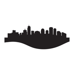 Naklejka premium Denver Skyline Horizontal Banner | Black and White Silhouette Vector