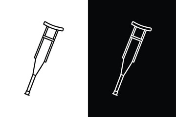 Crutches Icon Vector Illustration. Simple Line Art Medical Equipment