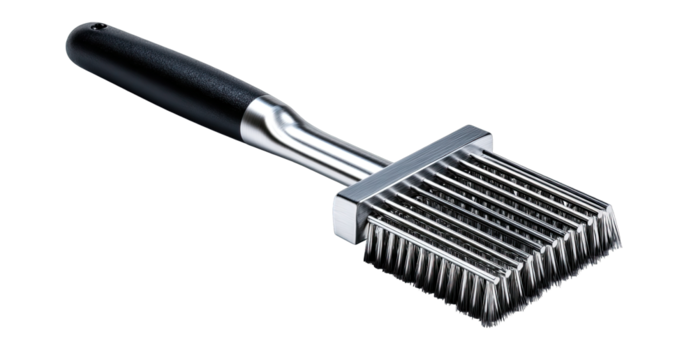 Stainless steel meat tenderizer with black handle