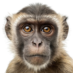 Fototapeta premium Close up monkey face isolated on transparent background