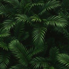 Lush tropical palm leaves, close-up, nature background