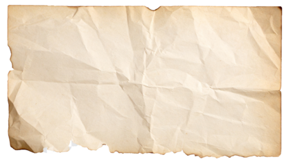Old Wrinkled Vintage Paper Isolated on Transparent Background