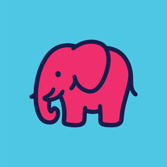 Cute Pink Elephant Cartoon Vector Illustration