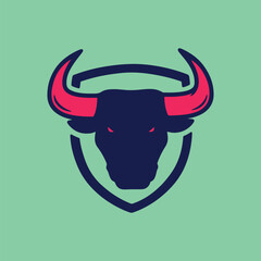 Strong Bull Head Mascot Logo Design