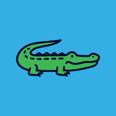 Cute Green Crocodile Cartoon Vector Illustration