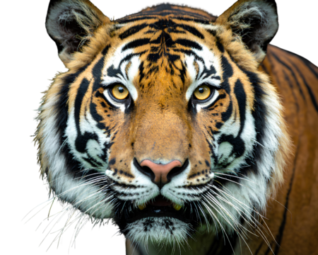  Artistic Stylized Tiger Portrait with Soft Brush Texture, PNG Illustration
