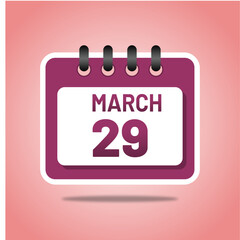 March 29 Simple Calendar Graphic Template