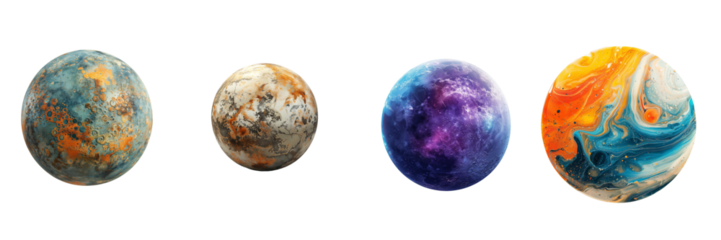Set of Abstract Planet Isolated on Transparent Background. PNG. Generated AI