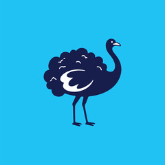 Elegant Minimal Ostrich Logo Design Icon
