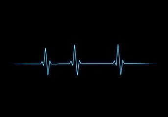 Glowing blue heartbeat line pulses rhythmically against a dark backdrop, symbolizing life, health, and the vital signs of a living organism, creating a sense of hope and vitality.