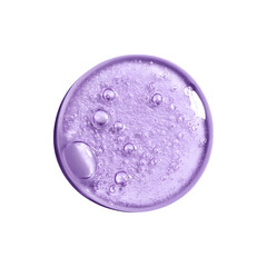 Close-up of a single light purple round serum drop with textured surface