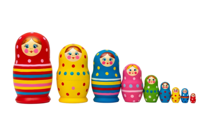 Colorful matryoshka doll isolated on transparent background