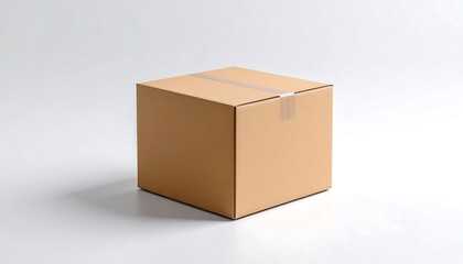 A plain cardboard box on a white background