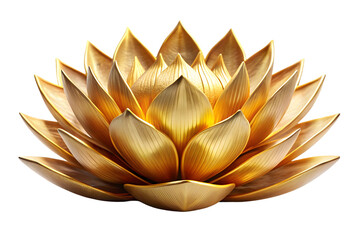 Golden lotus radiance isolated on white background