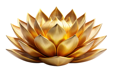 Golden lotus radiance isolated on white background