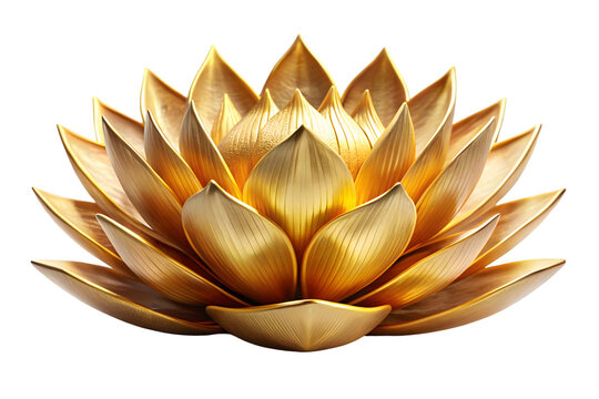 Golden lotus radiance isolated on white background
