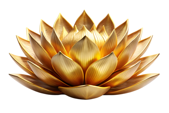 Golden lotus radiance isolated on white background