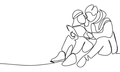 Couple in Love Continuous Line Art